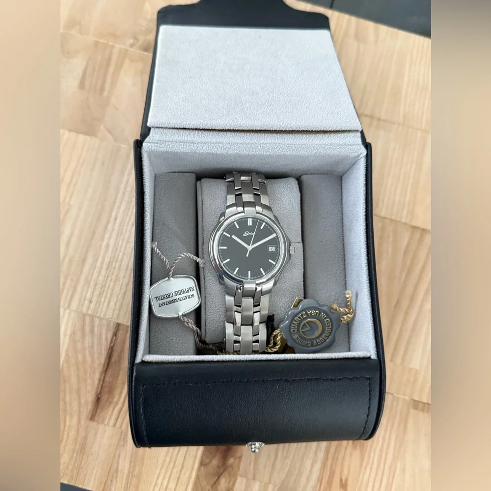 Belair Rare Luxury Watch Black Dial Stainless Bracelet New in Original Box